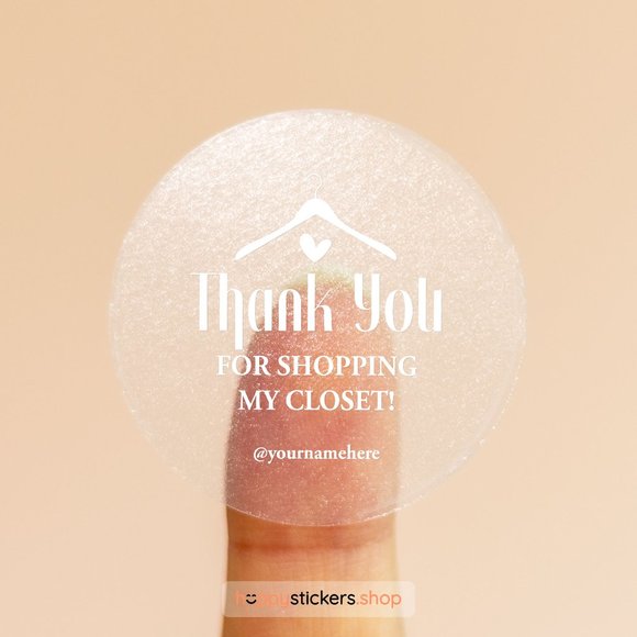 Thank You For Shopping My Closet Stickers with Name or Custom Text - Picture 9 of 17